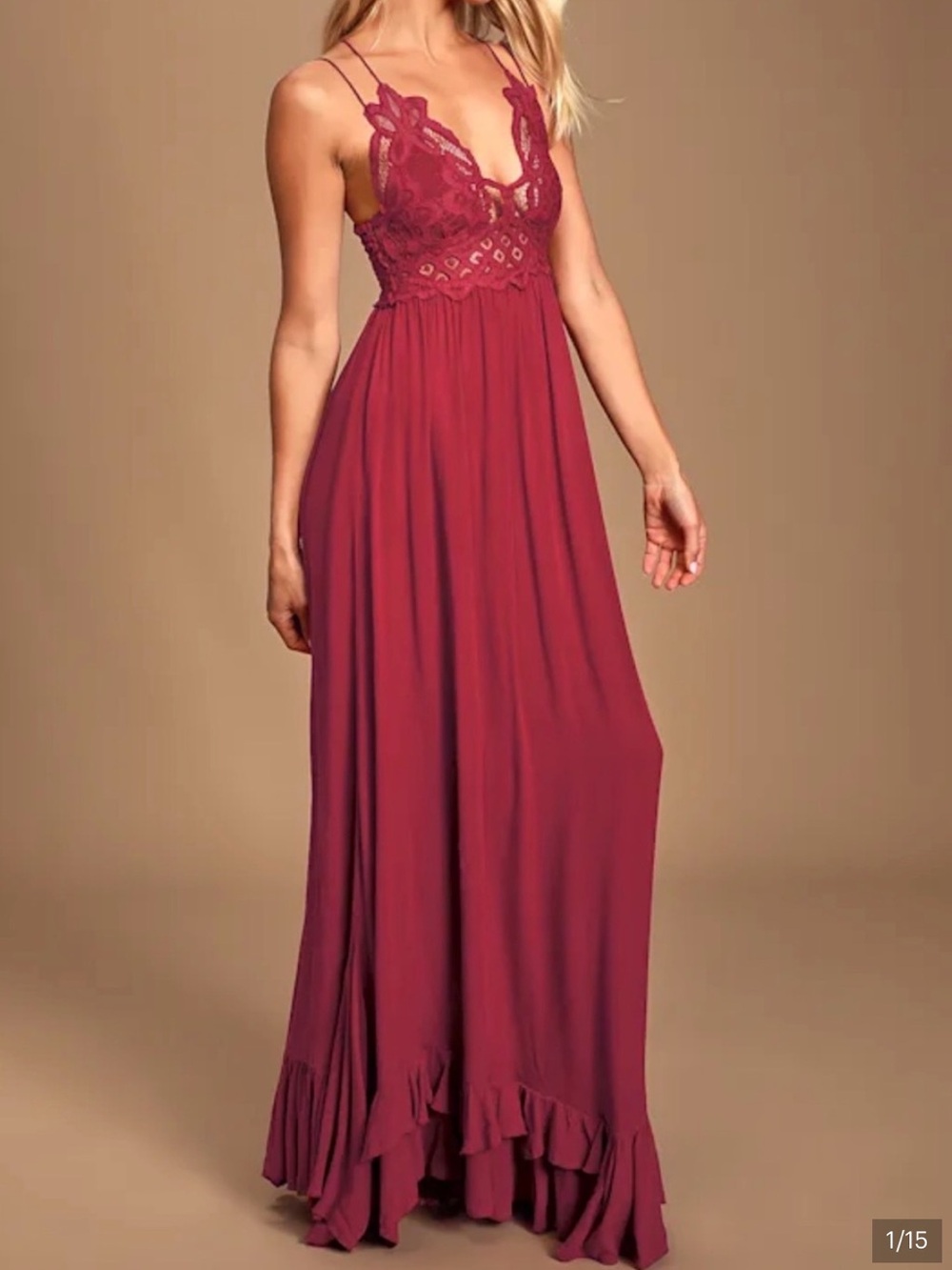 Free People Adella Lace Top Maxi Dress